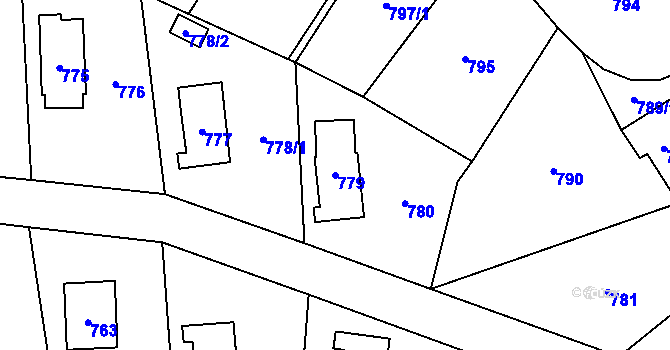 Parcela st. 779 v KÚ Fulnek, Katastrální mapa