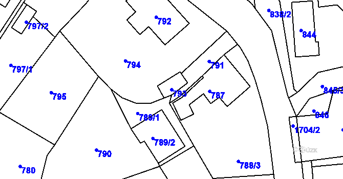 Parcela st. 793 v KÚ Fulnek, Katastrální mapa