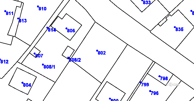 Parcela st. 802 v KÚ Fulnek, Katastrální mapa
