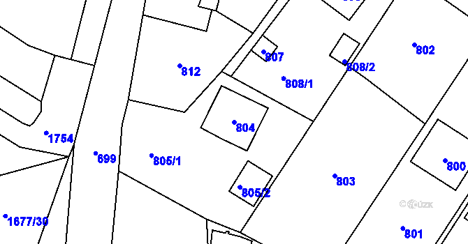 Parcela st. 804 v KÚ Fulnek, Katastrální mapa