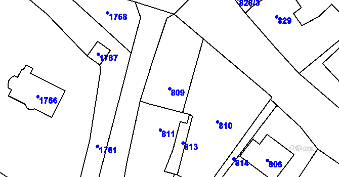 Parcela st. 809 v KÚ Fulnek, Katastrální mapa