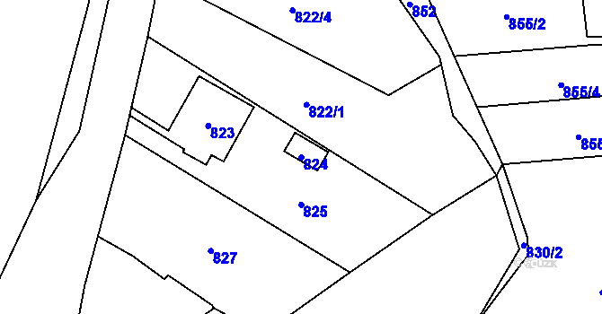 Parcela st. 824 v KÚ Fulnek, Katastrální mapa