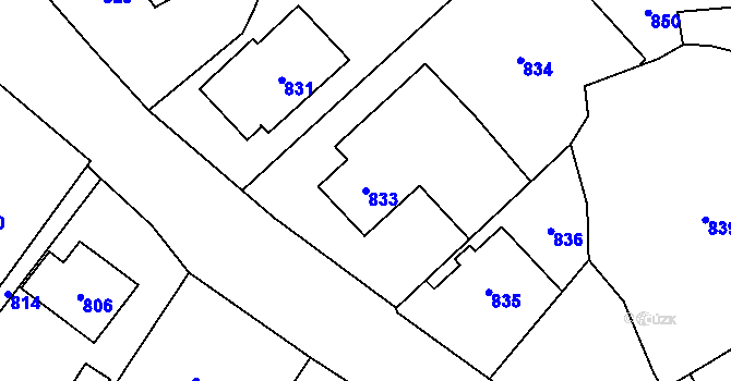 Parcela st. 833 v KÚ Fulnek, Katastrální mapa