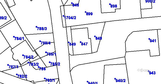 Parcela st. 847 v KÚ Fulnek, Katastrální mapa