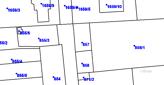 Parcela st. 857 v KÚ Fulnek, Katastrální mapa
