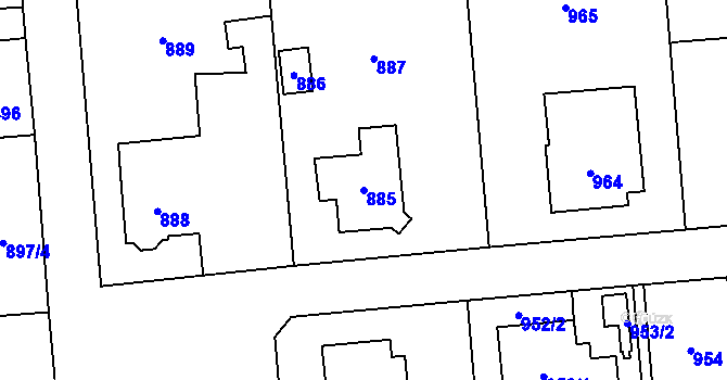 Parcela st. 885 v KÚ Fulnek, Katastrální mapa