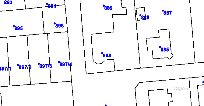 Parcela st. 888 v KÚ Fulnek, Katastrální mapa