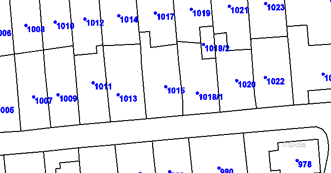 Parcela st. 1015 v KÚ Fulnek, Katastrální mapa