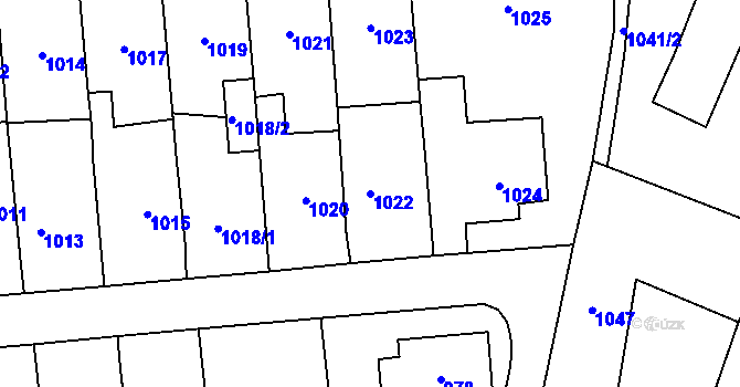 Parcela st. 1022 v KÚ Fulnek, Katastrální mapa
