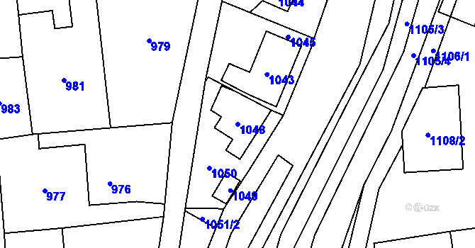 Parcela st. 1048 v KÚ Fulnek, Katastrální mapa