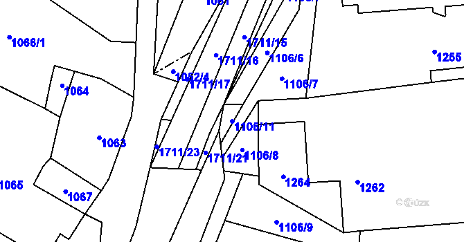 Parcela st. 1106/11 v KÚ Fulnek, Katastrální mapa