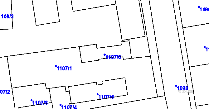 Parcela st. 1107/6 v KÚ Fulnek, Katastrální mapa