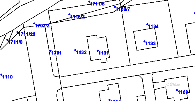 Parcela st. 1131 v KÚ Fulnek, Katastrální mapa