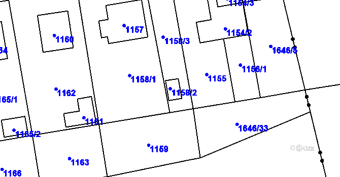 Parcela st. 1158/2 v KÚ Fulnek, Katastrální mapa
