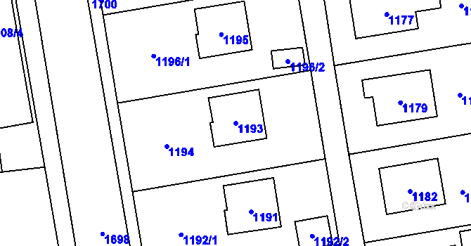 Parcela st. 1193 v KÚ Fulnek, Katastrální mapa