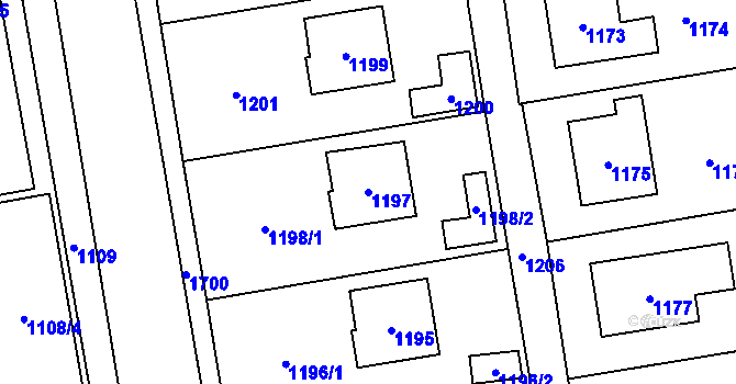Parcela st. 1197 v KÚ Fulnek, Katastrální mapa