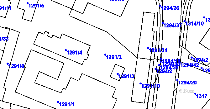 Parcela st. 1291/2 v KÚ Fulnek, Katastrální mapa
