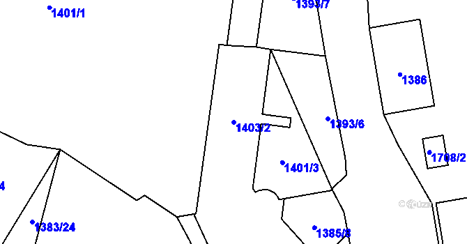 Parcela st. 1403/2 v KÚ Fulnek, Katastrální mapa