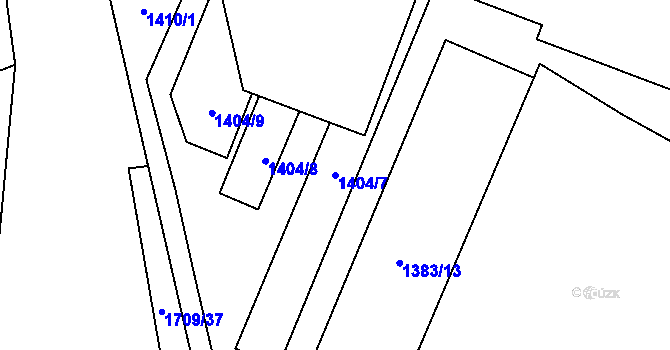 Parcela st. 1404/7 v KÚ Fulnek, Katastrální mapa