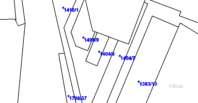 Parcela st. 1404/8 v KÚ Fulnek, Katastrální mapa