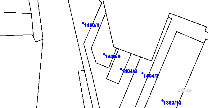 Parcela st. 1404/9 v KÚ Fulnek, Katastrální mapa