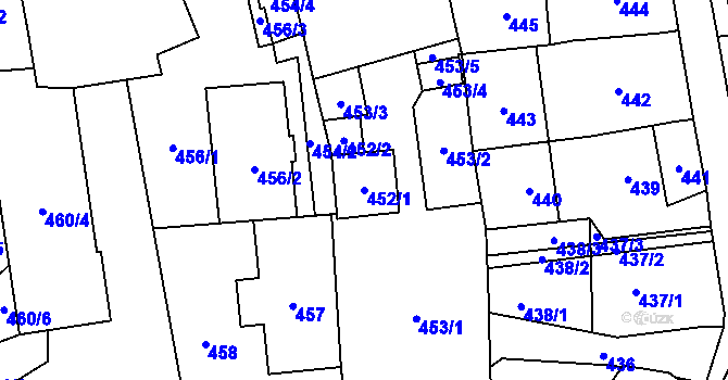 Parcela st. 452/1 v KÚ Fulnek, Katastrální mapa