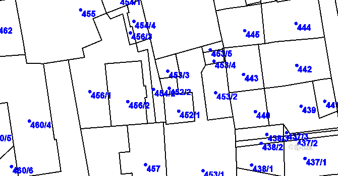 Parcela st. 452/2 v KÚ Fulnek, Katastrální mapa