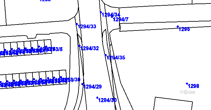 Parcela st. 1294/35 v KÚ Fulnek, Katastrální mapa