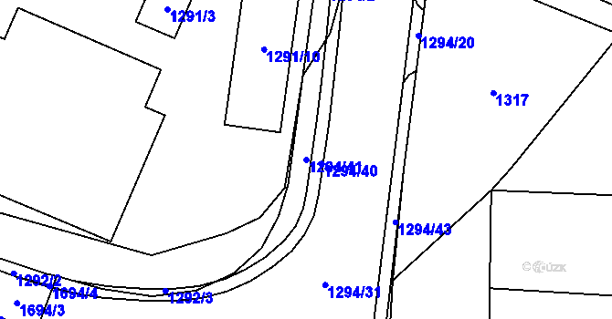 Parcela st. 1294/41 v KÚ Fulnek, Katastrální mapa