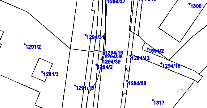 Parcela st. 1294/38 v KÚ Fulnek, Katastrální mapa
