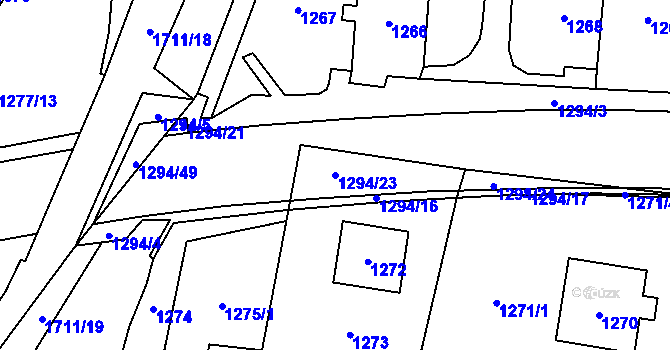 Parcela st. 1294/23 v KÚ Fulnek, Katastrální mapa