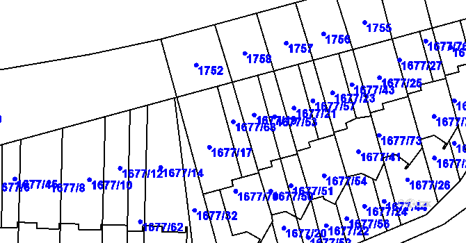 Parcela st. 1677/68 v KÚ Fulnek, Katastrální mapa