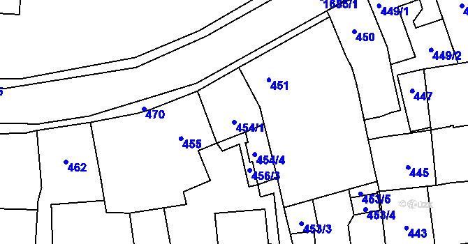 Parcela st. 454/1 v KÚ Fulnek, Katastrální mapa