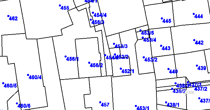 Parcela st. 454/2 v KÚ Fulnek, Katastrální mapa