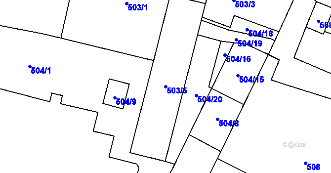 Parcela st. 503/5 v KÚ Fulnek, Katastrální mapa