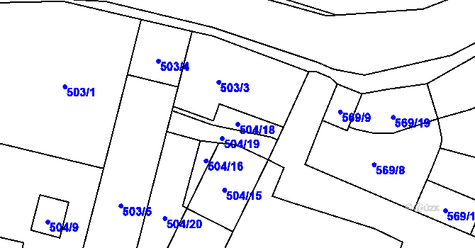 Parcela st. 504/18 v KÚ Fulnek, Katastrální mapa