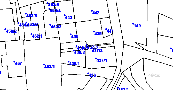 Parcela st. 437/3 v KÚ Fulnek, Katastrální mapa