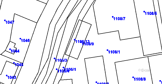 Parcela st. 1108/9 v KÚ Fulnek, Katastrální mapa
