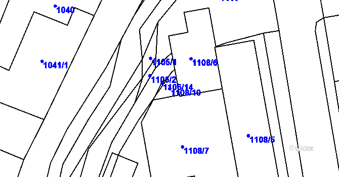 Parcela st. 1108/10 v KÚ Fulnek, Katastrální mapa