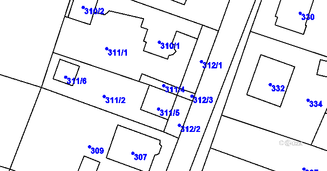 Parcela st. 311/4 v KÚ Fulnek, Katastrální mapa