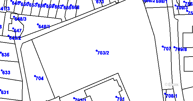 Parcela st. 703/2 v KÚ Fulnek, Katastrální mapa
