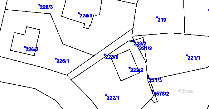 Parcela st. 223/1 v KÚ Fulnek, Katastrální mapa