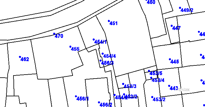 Parcela st. 454/4 v KÚ Fulnek, Katastrální mapa