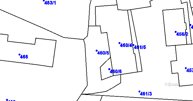 Parcela st. 460/5 v KÚ Fulnek, Katastrální mapa