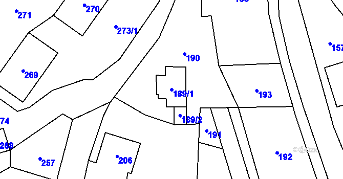 Parcela st. 189/1 v KÚ Fulnek, Katastrální mapa