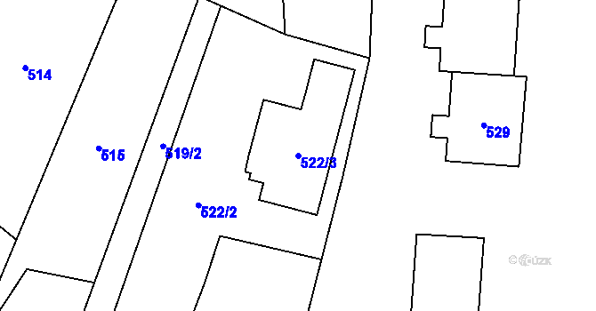 Parcela st. 522/3 v KÚ Fulnek, Katastrální mapa
