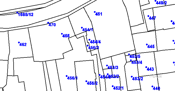 Parcela st. 456/3 v KÚ Fulnek, Katastrální mapa
