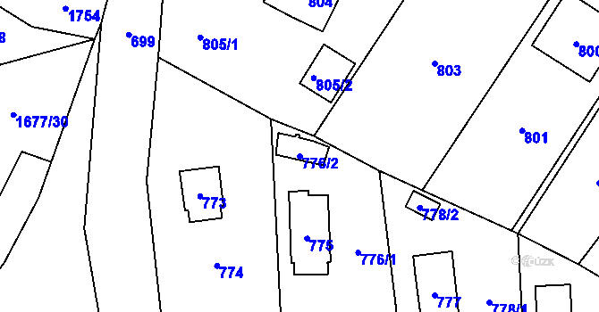 Parcela st. 776/2 v KÚ Fulnek, Katastrální mapa