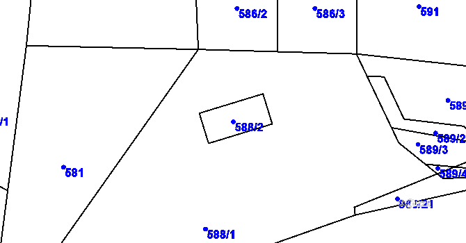 Parcela st. 588/2 v KÚ Jerlochovice, Katastrální mapa