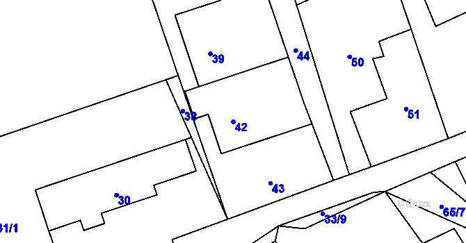 Parcela st. 42 v KÚ Jerlochovice, Katastrální mapa